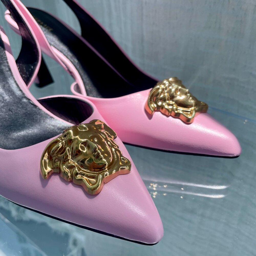 NEW VERSACE La Medusa PINK Slingback Pump Women's